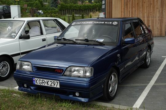 samochody i motocykle i ich kierowcy biorący udział w zlocie samochodowym