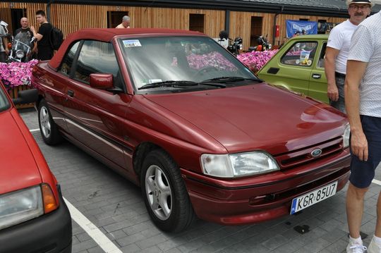 samochody i motocykle i ich kierowcy biorący udział w zlocie samochodowym