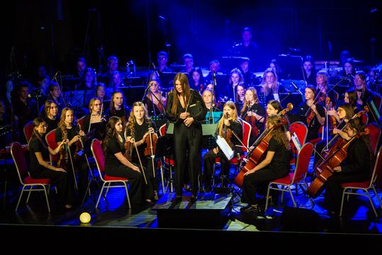 zdjęcie przedstawia muzyków na scenie Gorlickiego Centrum Kultury