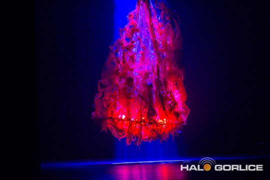 zdjęcie przedstawia dzieci na wózkach występujących na scenie GCK Gorlice