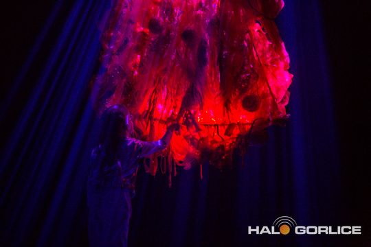 zdjęcie przedstawia dzieci na wózkach występujących na scenie GCK Gorlice