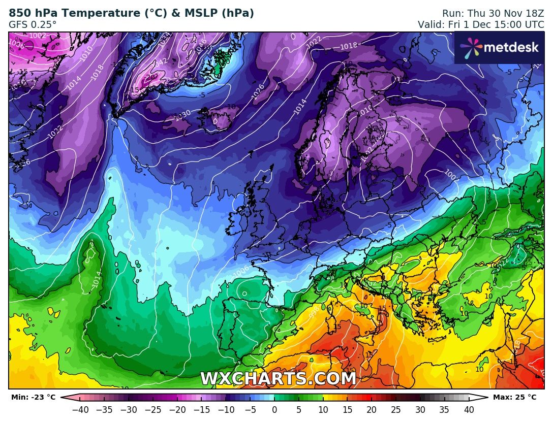 mapa pogody Europy