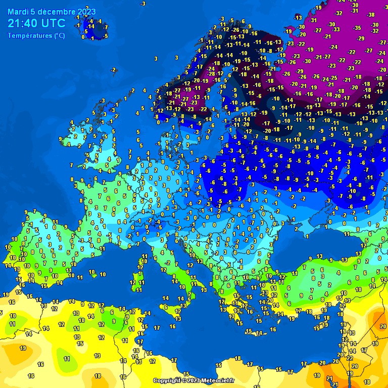 mapa pogody europy z temperaturą