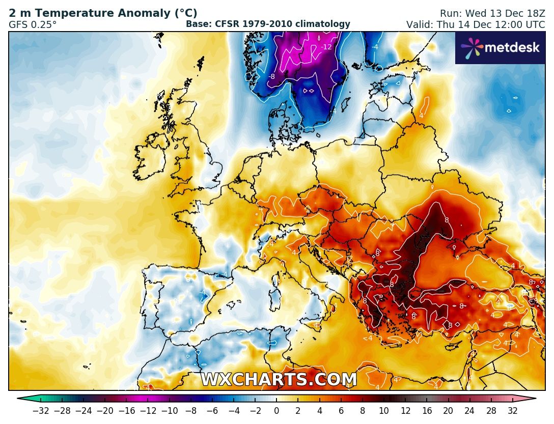 mapa pogody Europy