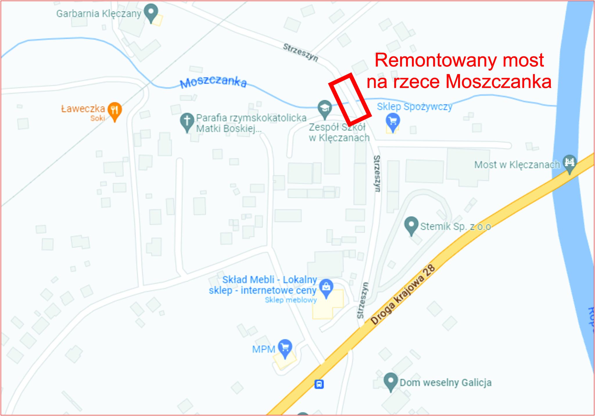 Remont obiektu mostowego w ciqgu drogi gminnej 270636K Zagórzany-Klęczany w miejscowości Klęczany