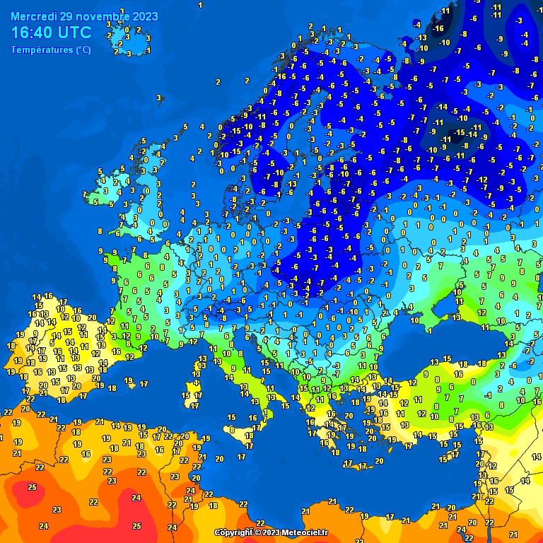 mapa europy pogoda i temperatura